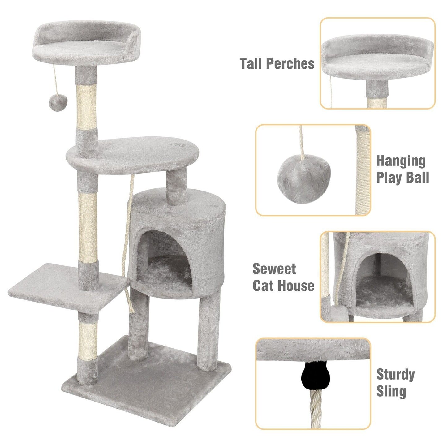 Large 4-story Cat Climbing Frame Scratching Post
