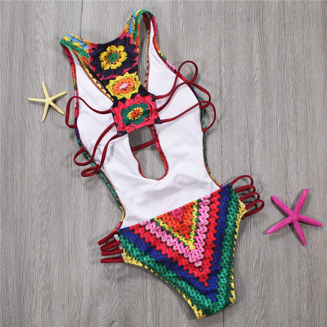 Printed Bikini One Piece Swimsuit