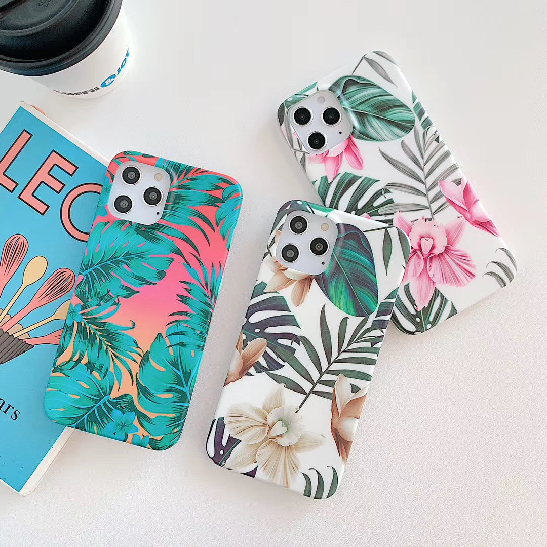 Retro literary small flower leaf mobile phone case