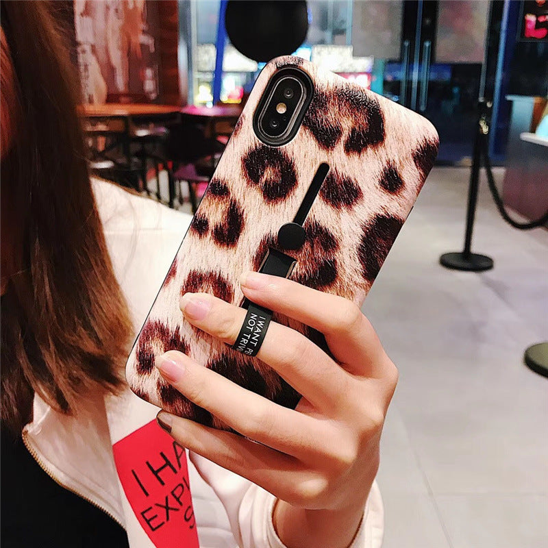 Tide brand leopard print ring stand mobile phone case