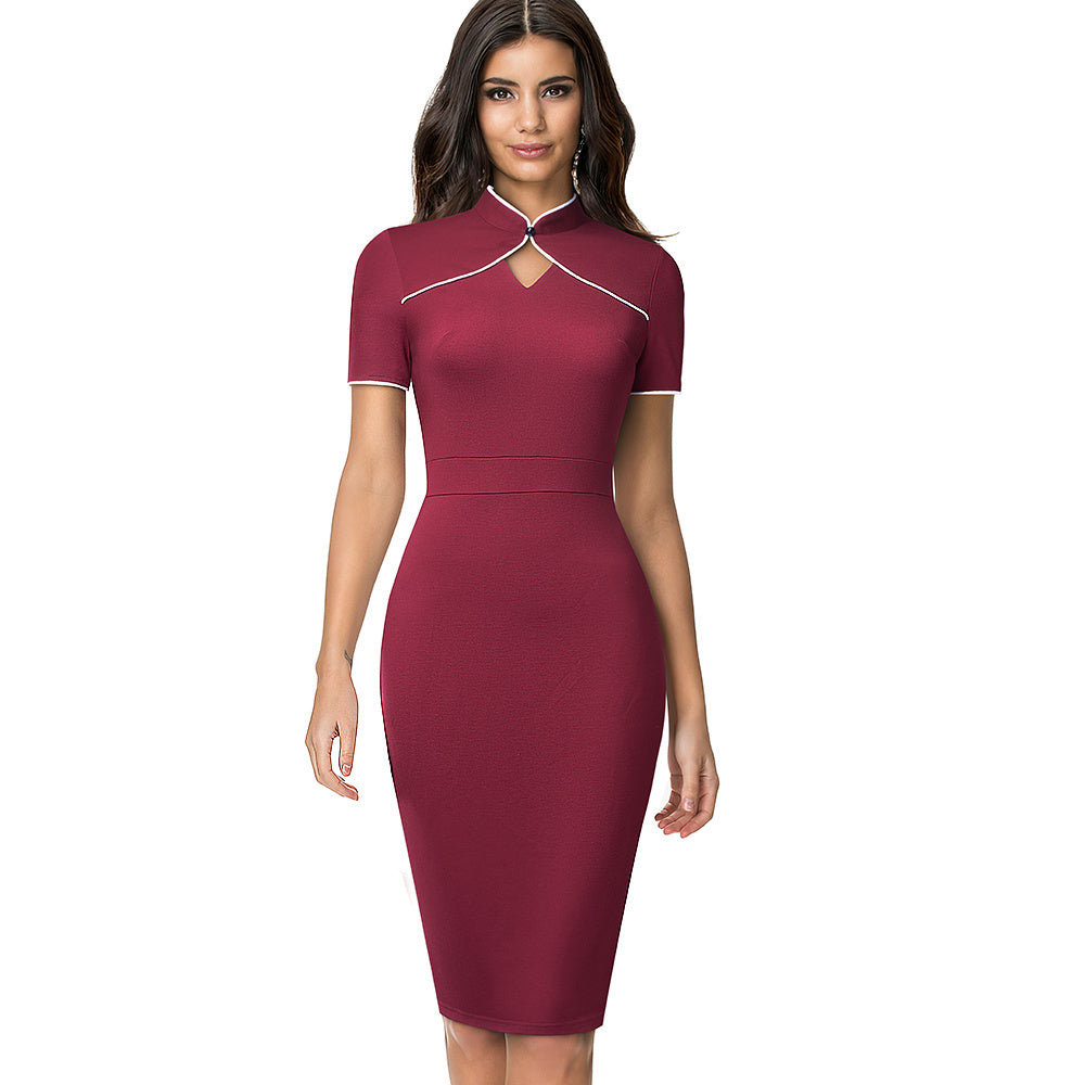 New Retro Collar Slim Fit Hip Dress