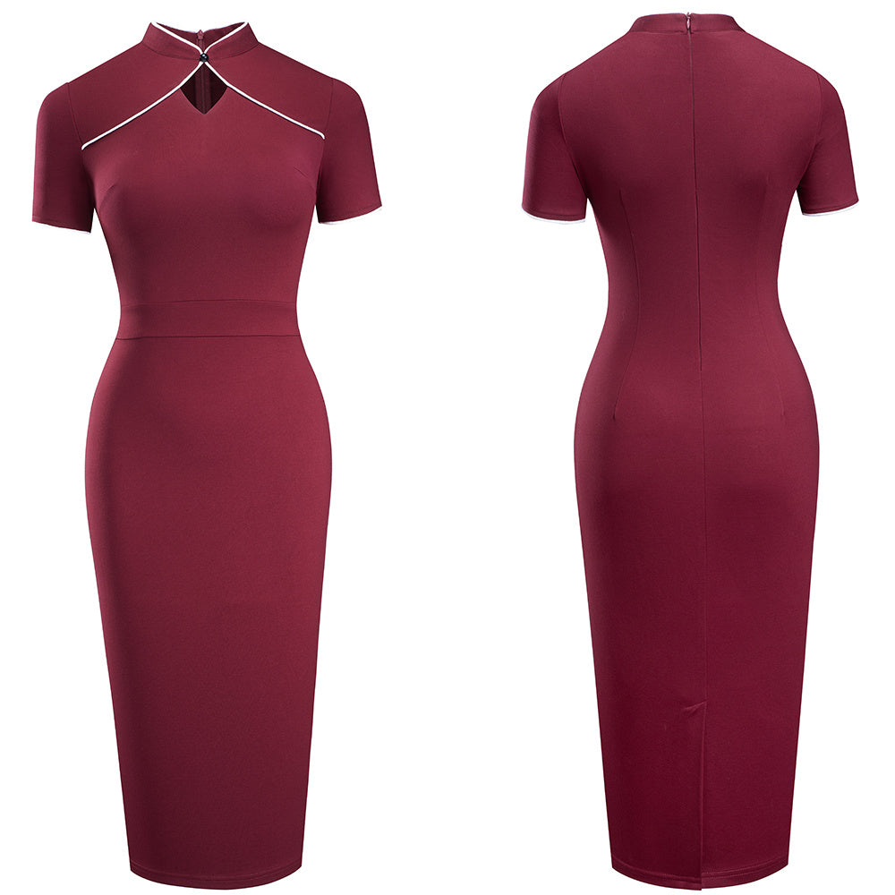 New Retro Collar Slim Fit Hip Dress