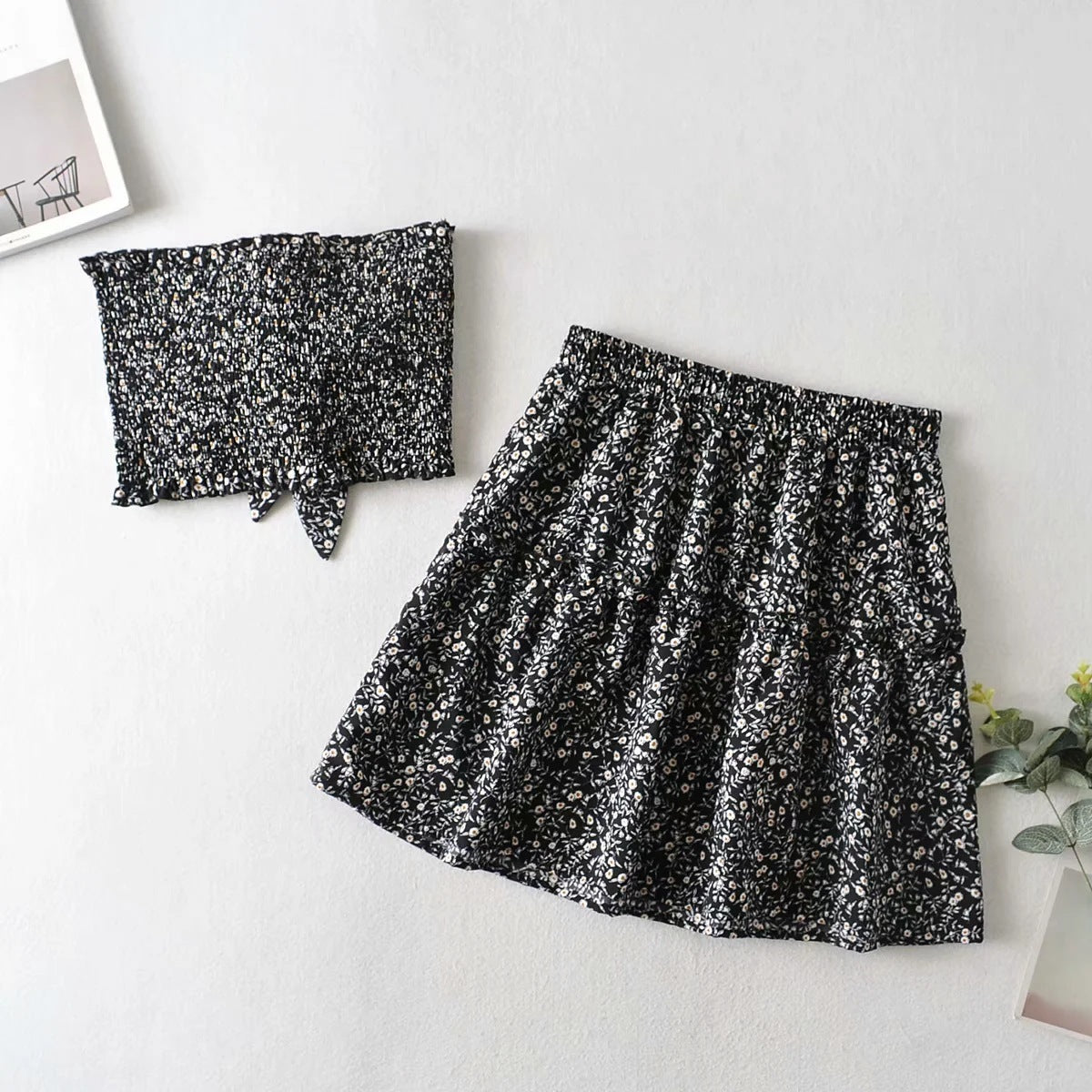 High Waist 2 Piece Skirt Suit