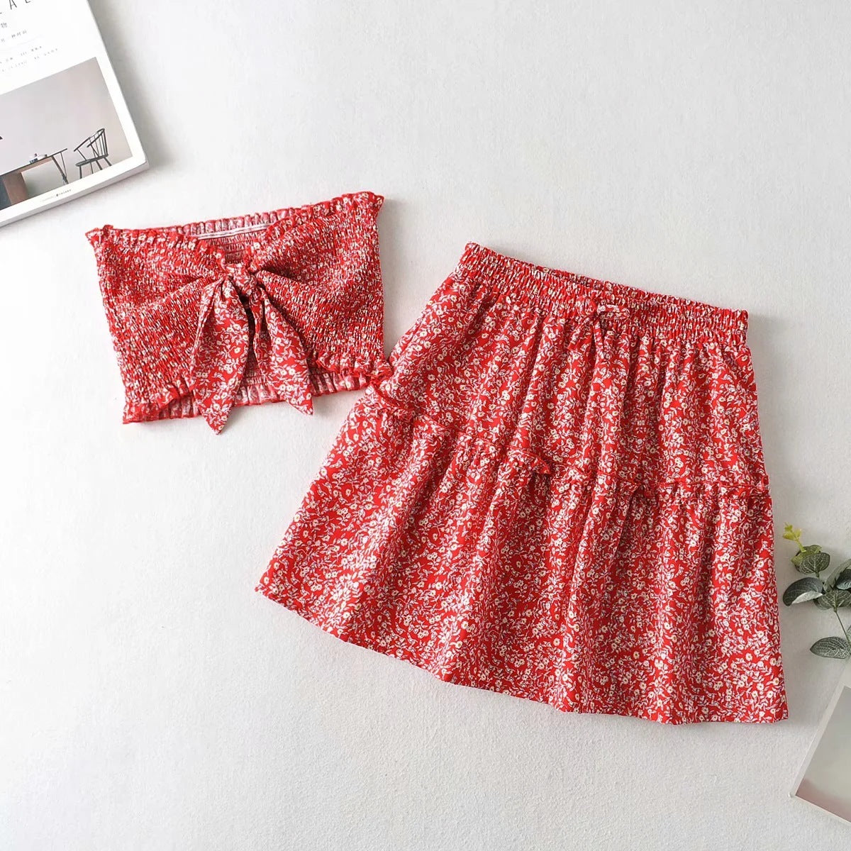 High Waist 2 Piece Skirt Suit