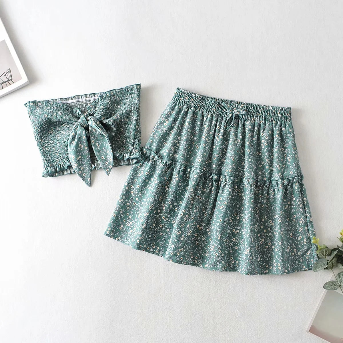 High Waist 2 Piece Skirt Suit