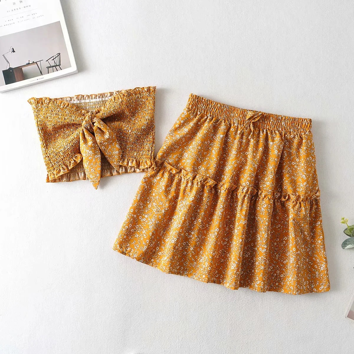 High Waist 2 Piece Skirt Suit