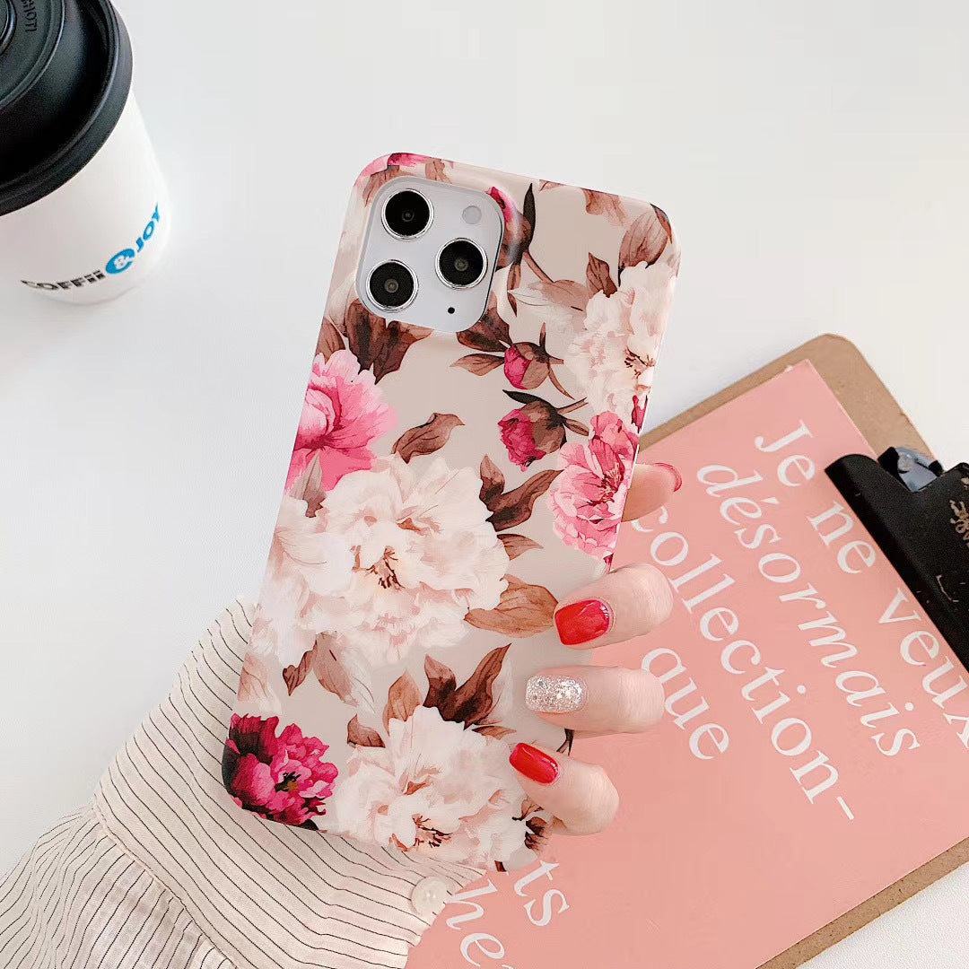 Retro literary small flower leaf mobile phone case