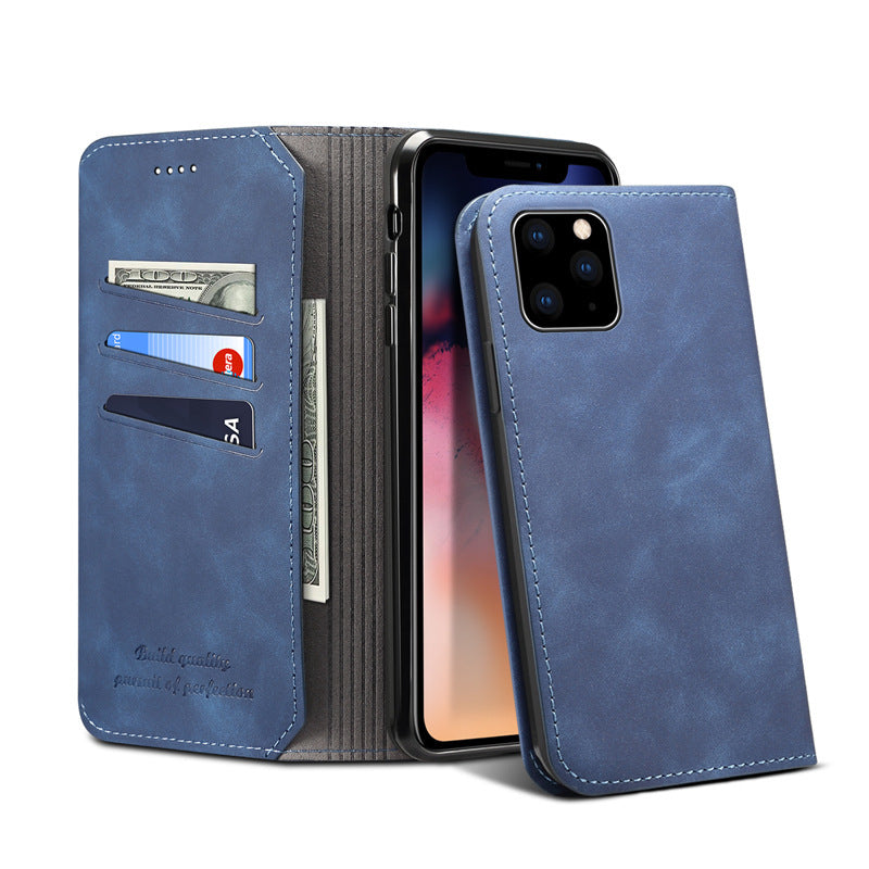 Leather Wallet Card Holder Flip Mobile Phone Cover - Iphone Compatible
