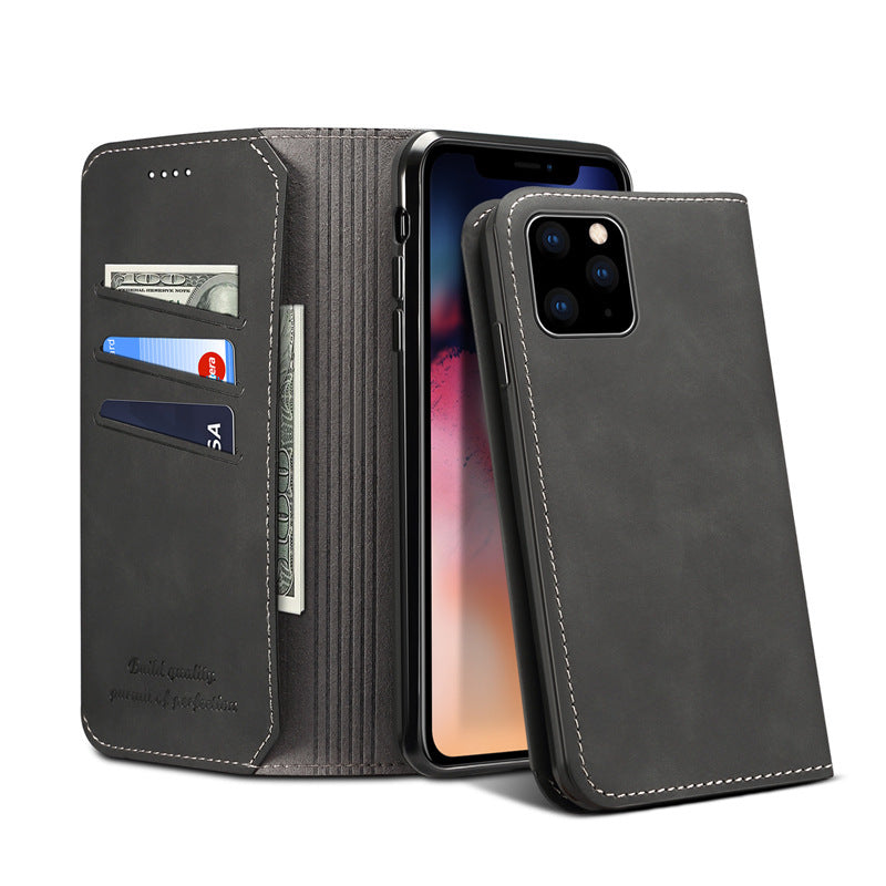 Leather Wallet Card Holder Flip Mobile Phone Cover - Iphone Compatible
