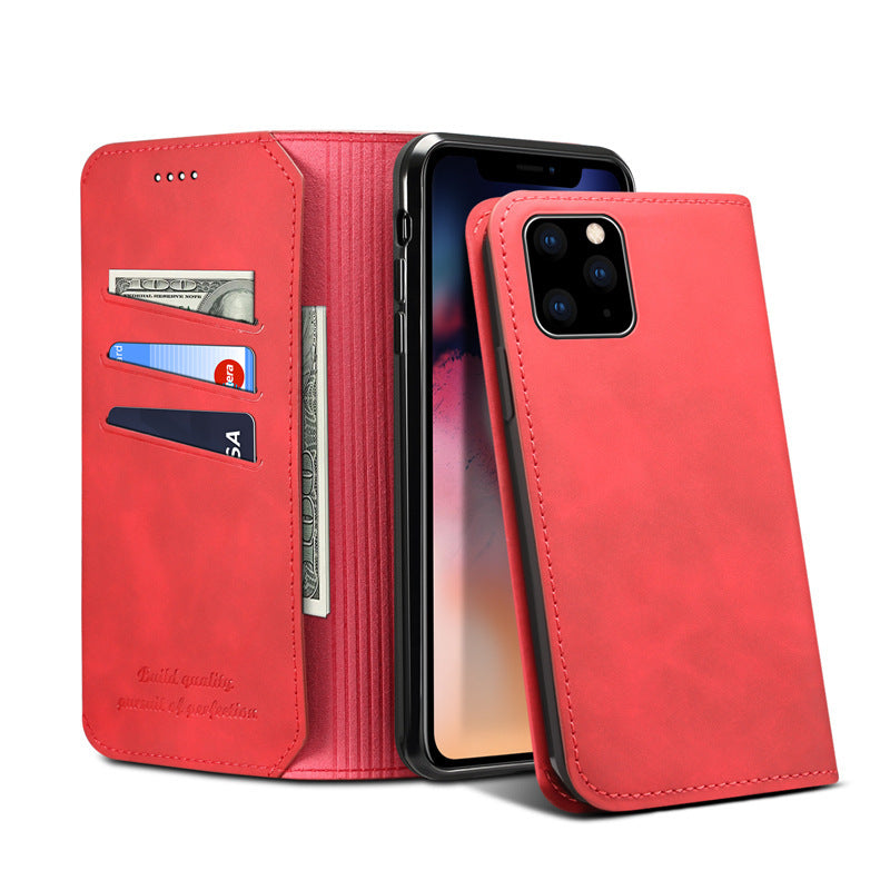 Leather Wallet Card Holder Flip Mobile Phone Cover - Iphone Compatible