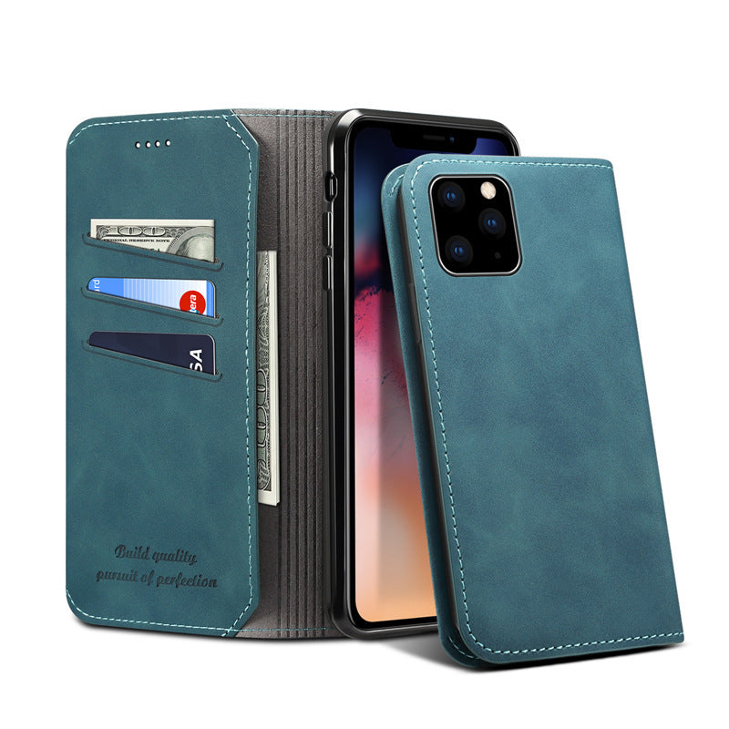 Leather Wallet Card Holder Flip Mobile Phone Cover - Iphone Compatible
