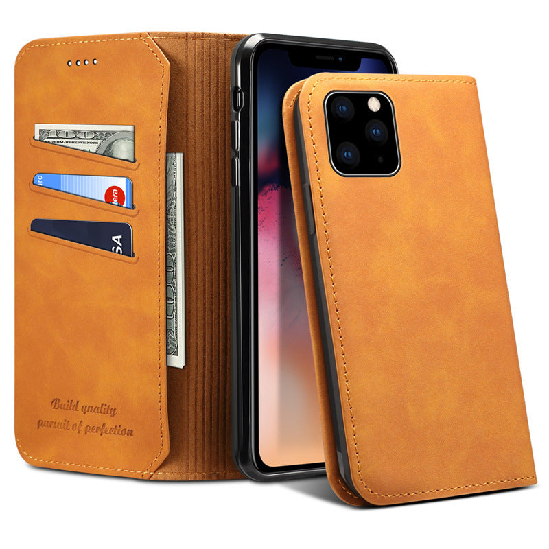 Leather Wallet Card Holder Flip Mobile Phone Cover - Iphone Compatible