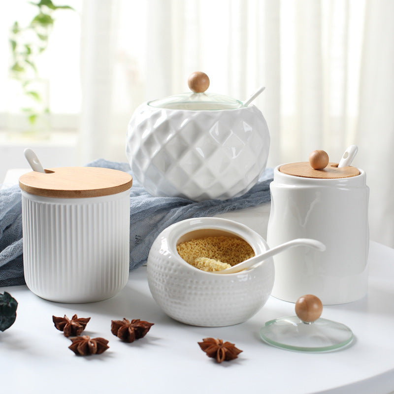 Kitchen ceramic seasoning jars