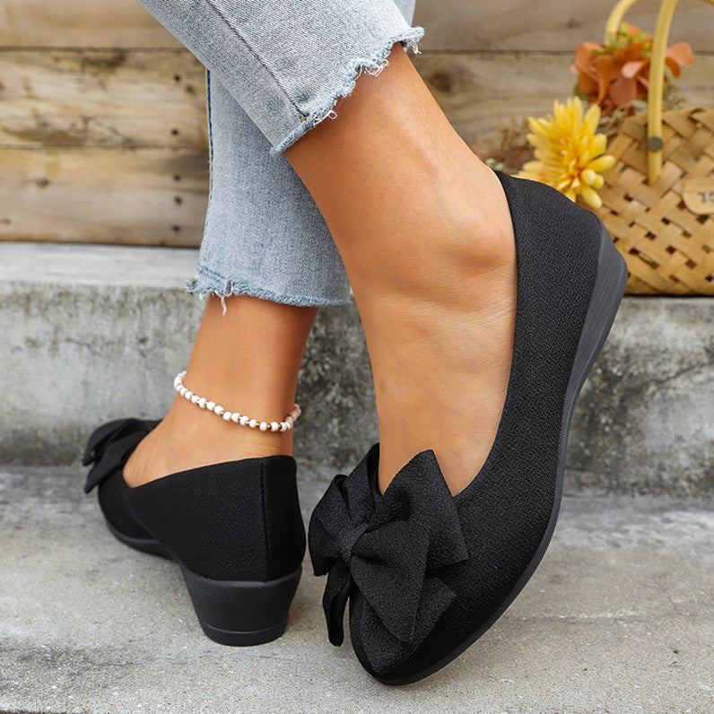Bowknot Flat Casual Round Toe Slip-on Shoes