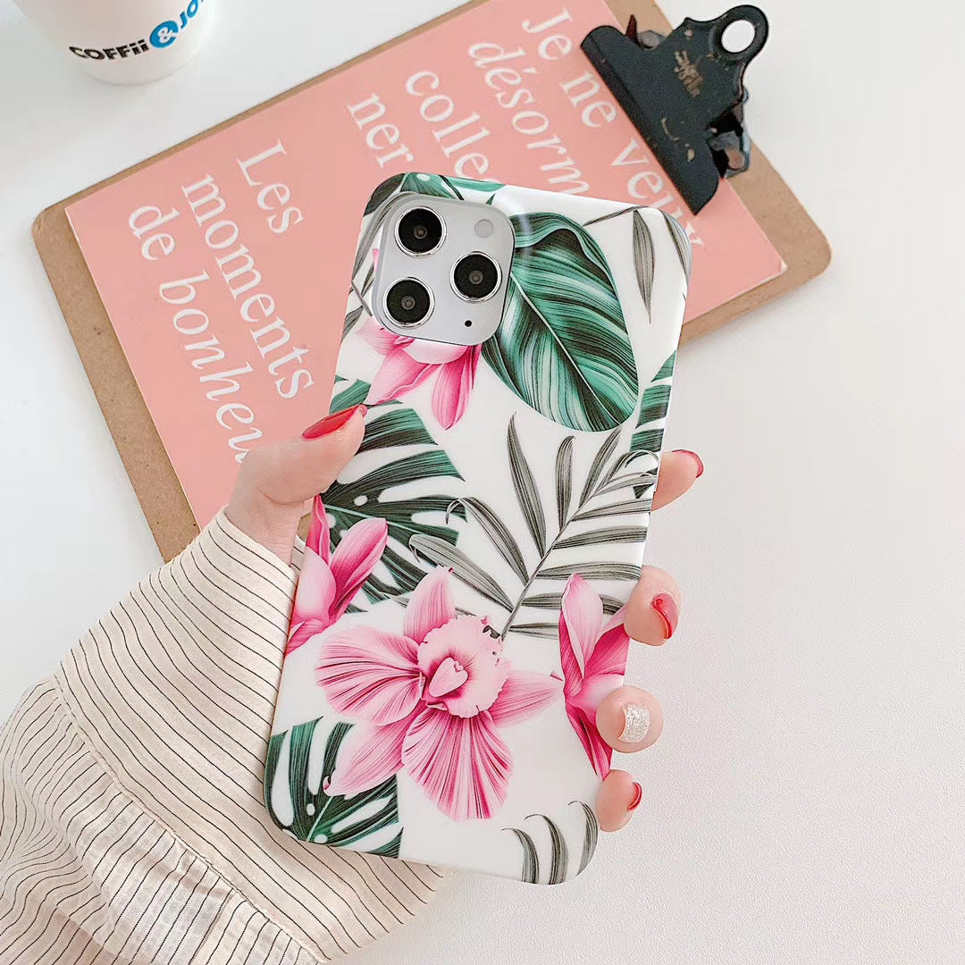 Retro literary small flower leaf mobile phone case