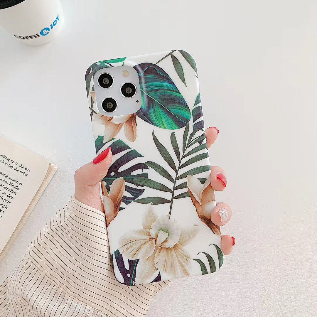 Retro literary small flower leaf mobile phone case
