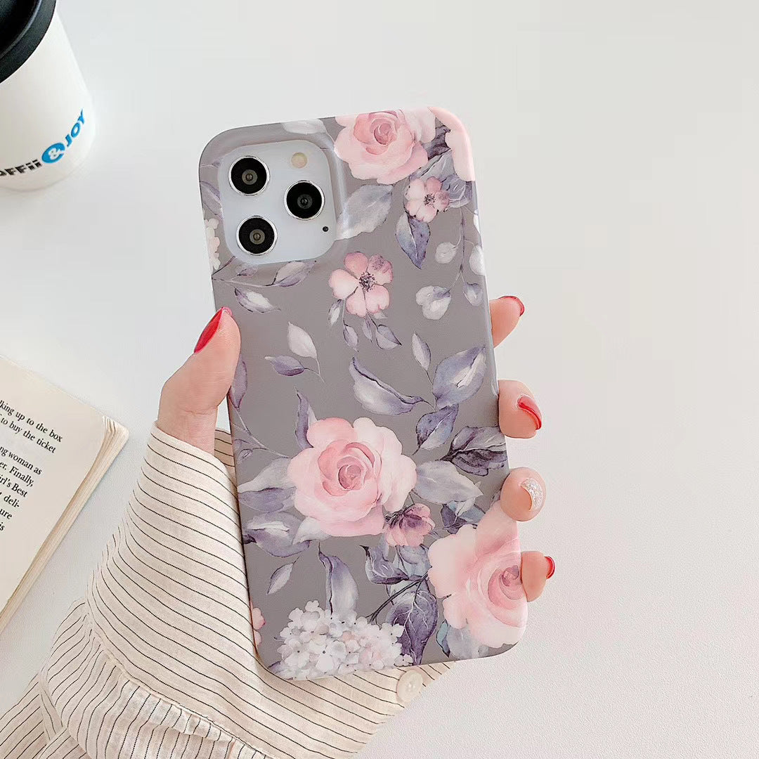 Retro literary small flower leaf mobile phone case