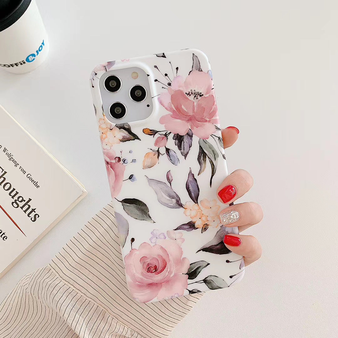 Retro literary small flower leaf mobile phone case
