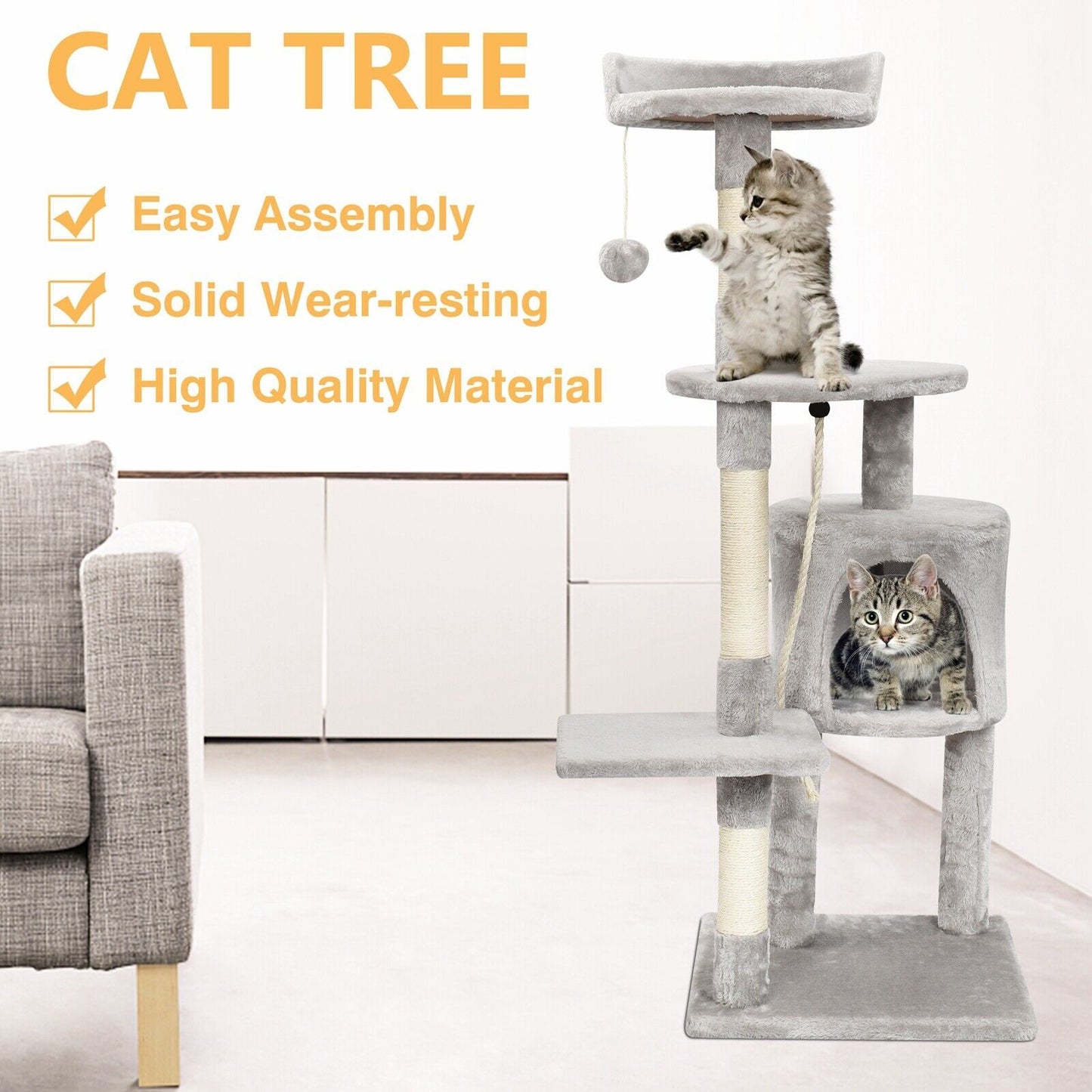 Large 4-story Cat Climbing Frame Scratching Post