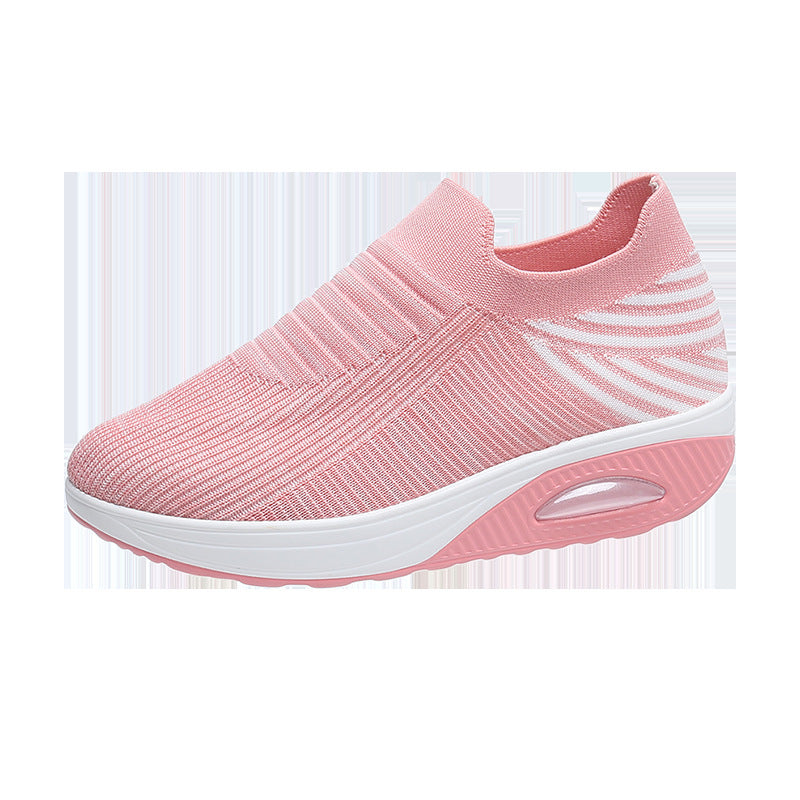 Stripe Design Mesh Slip On Air Cushion Trainers