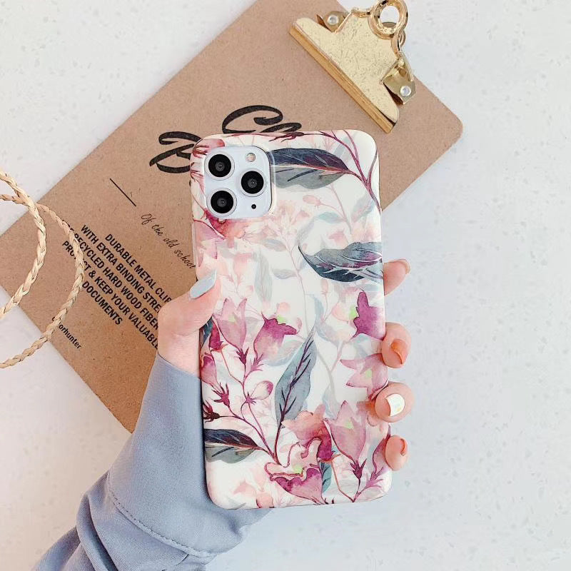 Retro literary small flower leaf mobile phone case