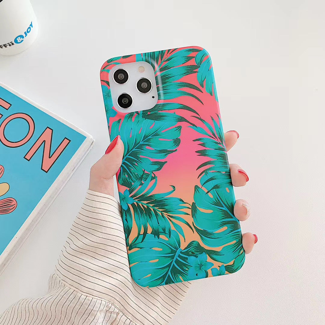 Retro literary small flower leaf mobile phone case