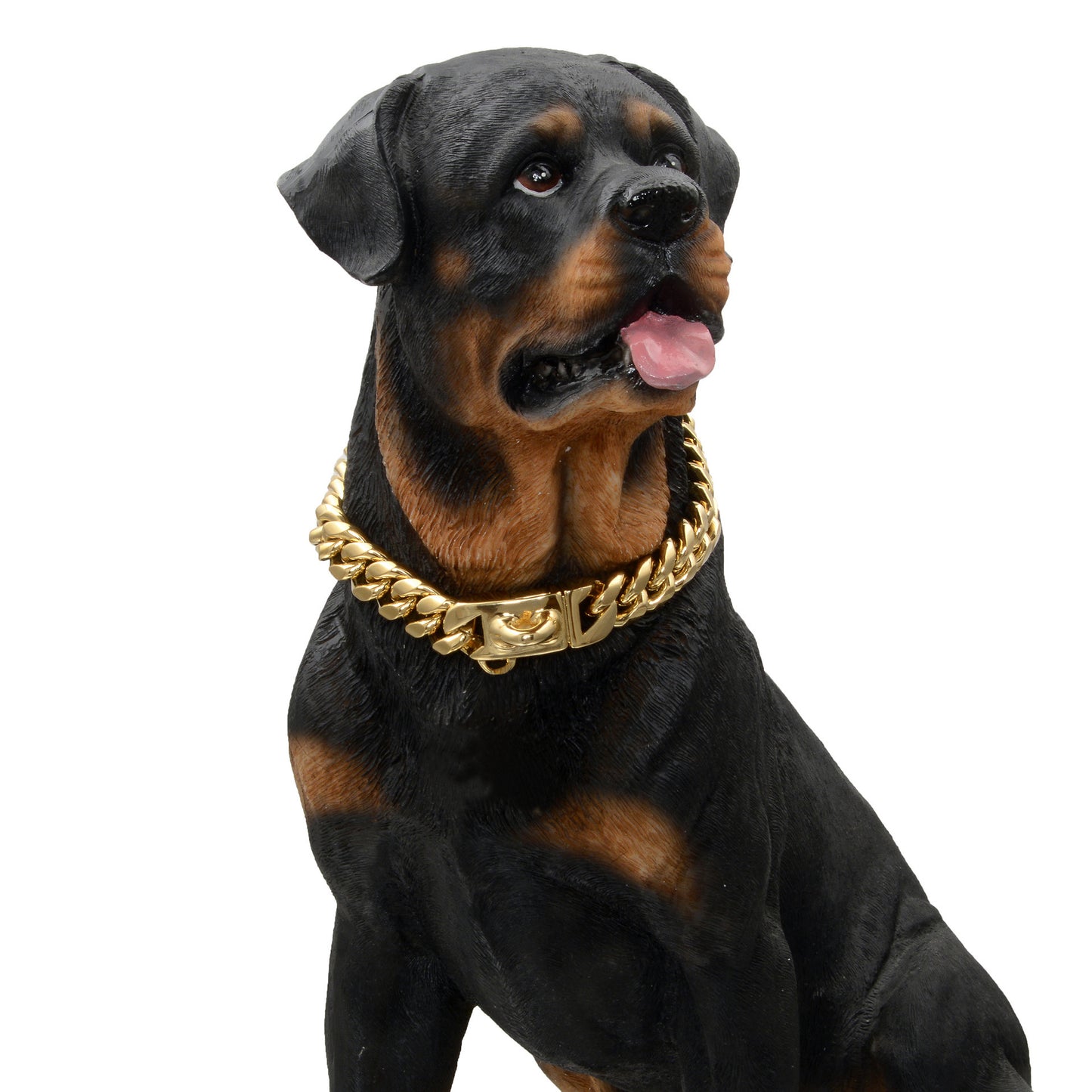 14mm Stainless Steel Cuban Chain Lock Buckle Dog Collar Gold/Silver
