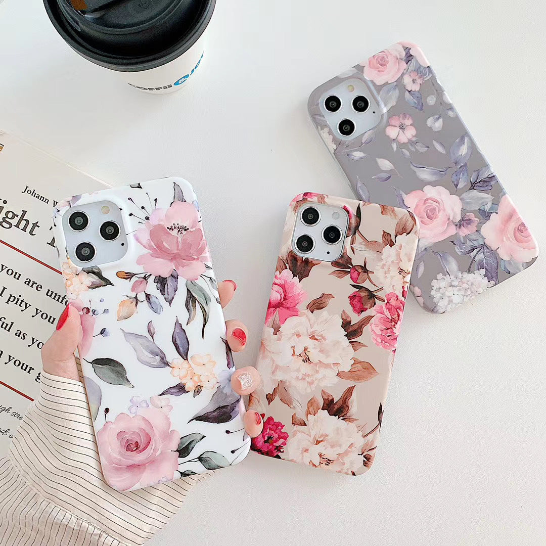 Retro literary small flower leaf mobile phone case