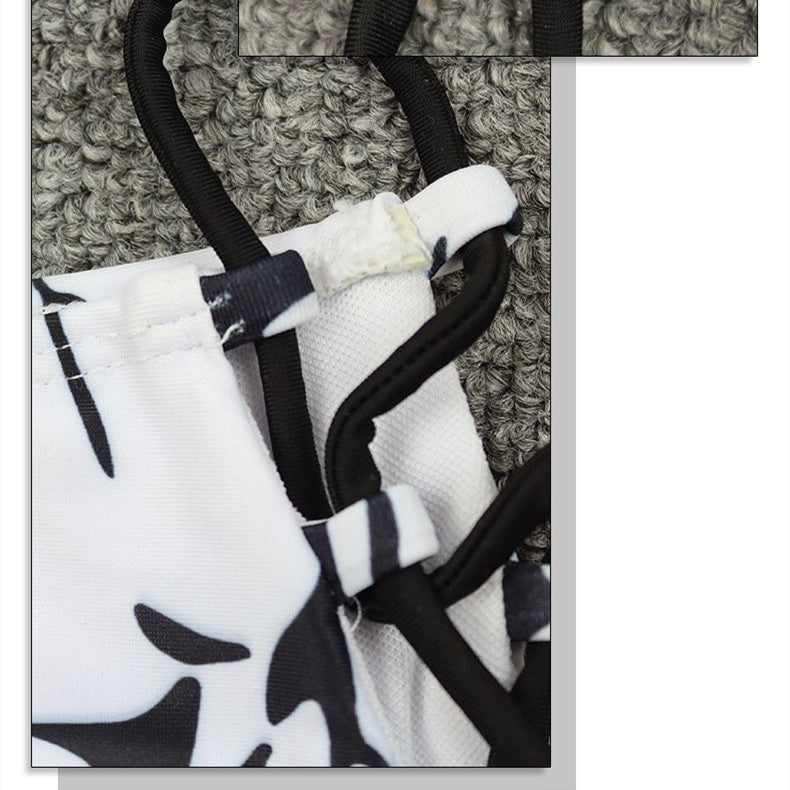 Ladies Split Tie Dye Black And White Bikini