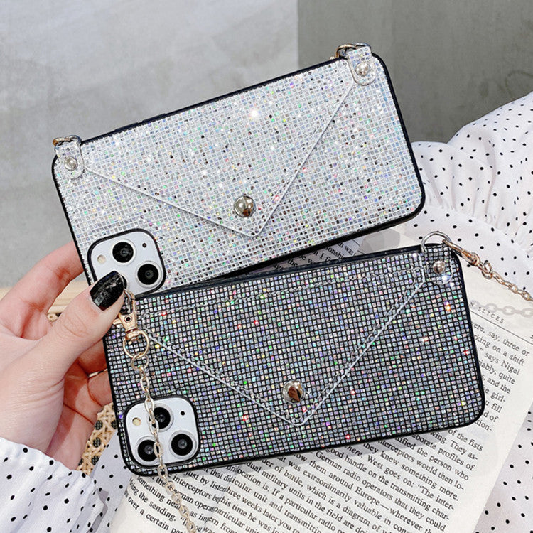 Creative Flash Diamond Messenger Rope Iphone Case