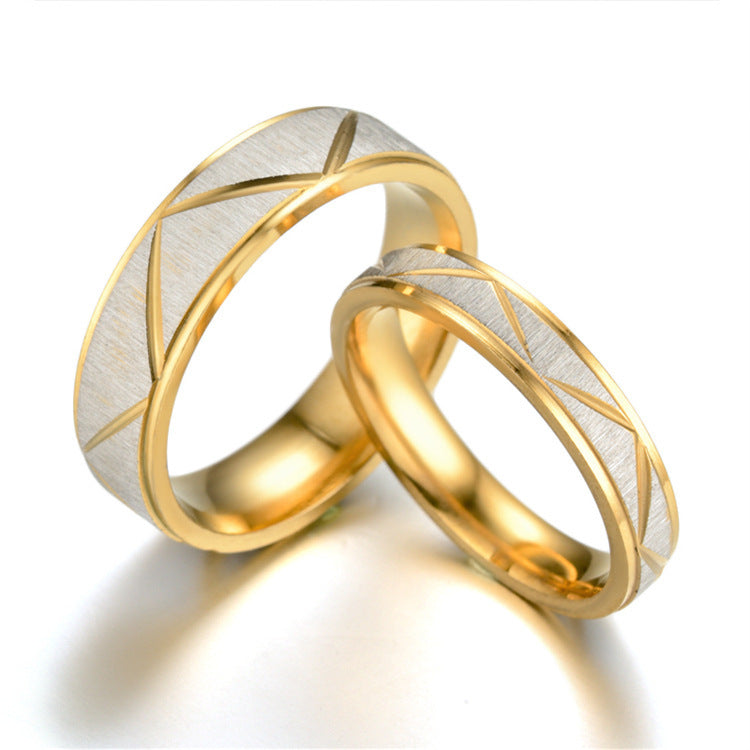 24K gold Titanium steel couples rings