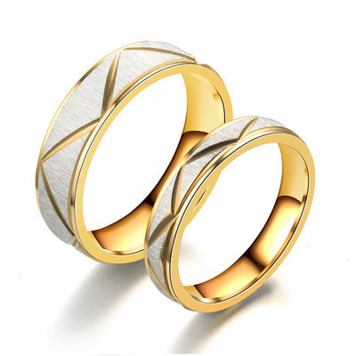 24K gold Titanium steel couples rings