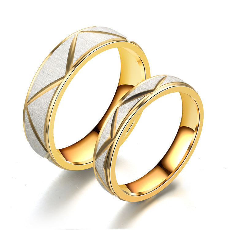24K gold Titanium steel couples rings