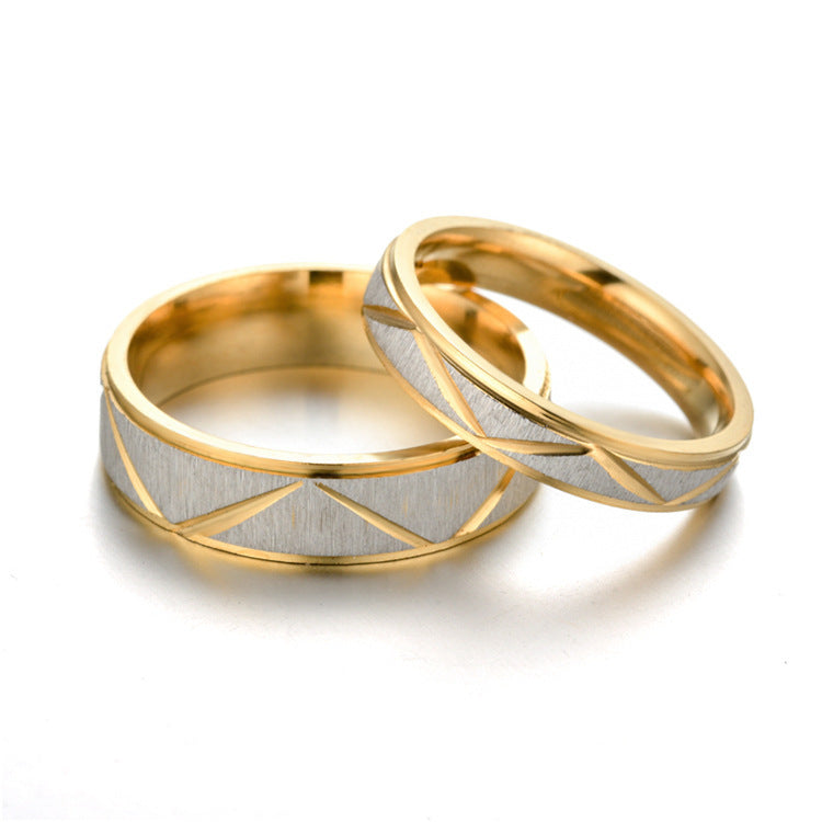 24K gold Titanium steel couples rings