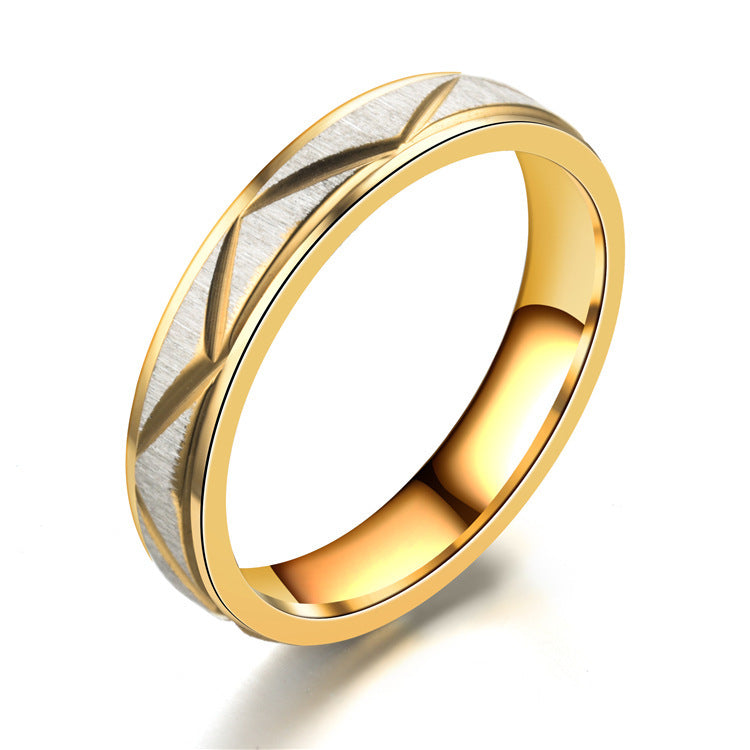 24K gold Titanium steel couples rings
