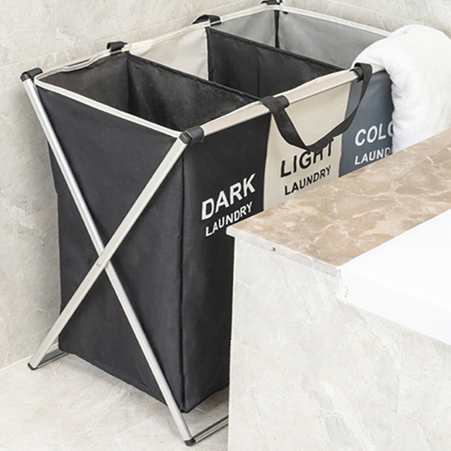 Aluminium Large Laundry Washing Basket Hamper Light Dark