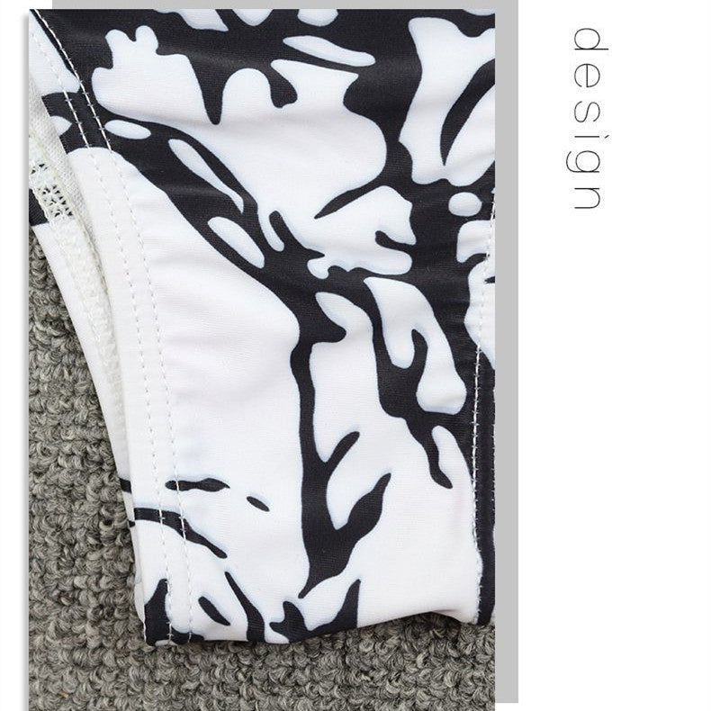 Ladies Split Tie Dye Black And White Bikini