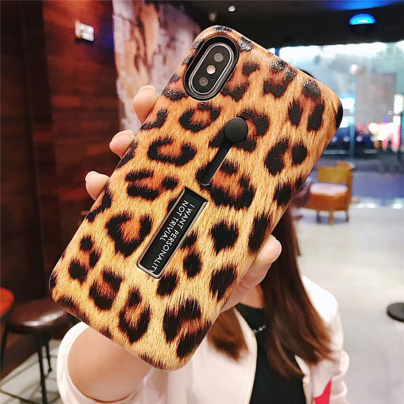 Tide brand leopard print ring stand mobile phone case