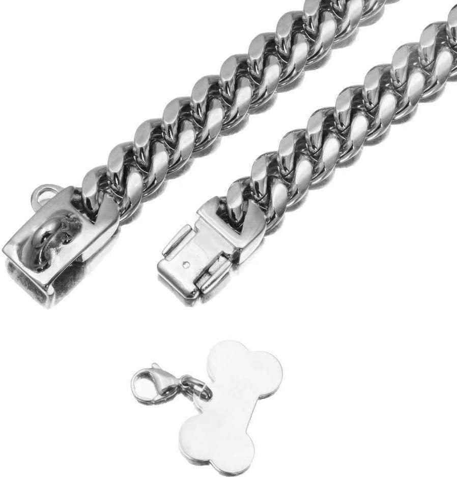 14mm Stainless Steel Cuban Chain Lock Buckle Dog Collar Gold/Silver