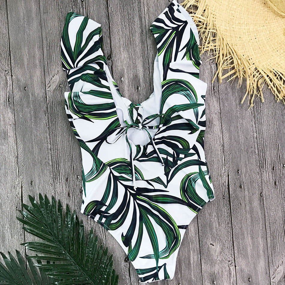 Sexy Ruffle Push Up One Piece Monokini Swimsuit