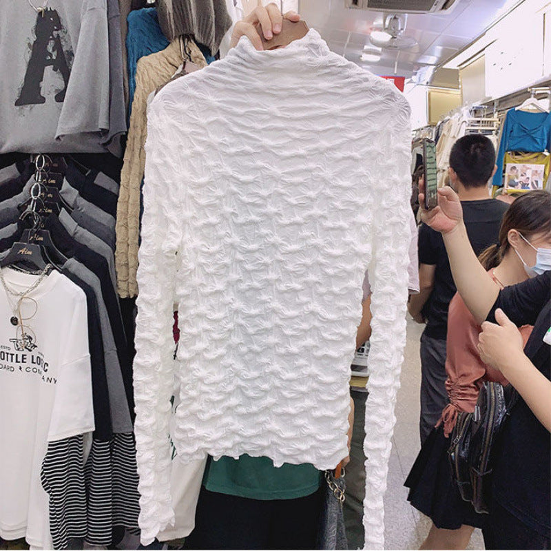 Autumn And Winter Brown Long-sleeved Top Slim Fit