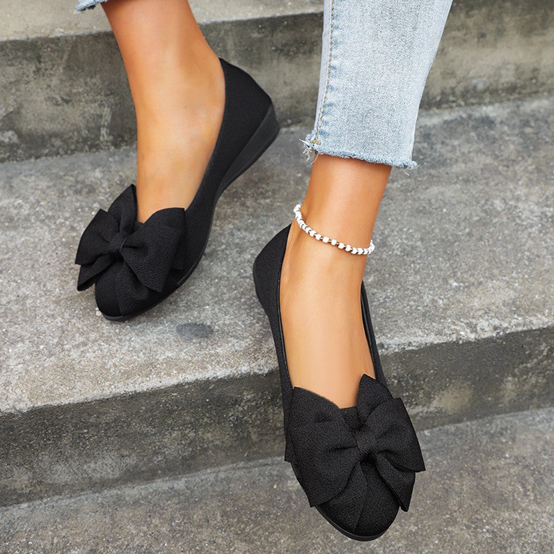 Bowknot Flat Casual Round Toe Slip-on Shoes