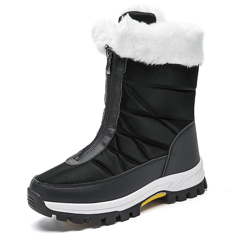 Waterproof Mid-calf Front Zipper Snow Boots
