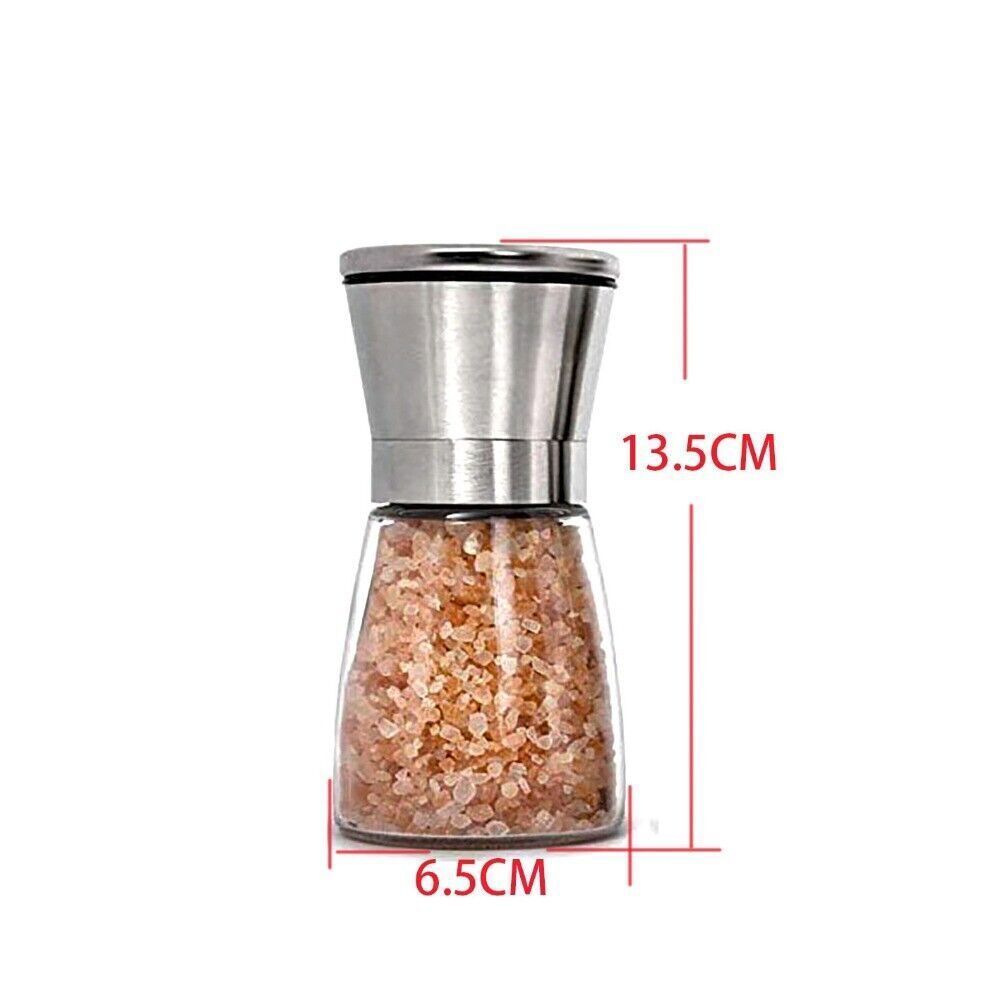 2 x Stainless Steel Adjustable Salt & Pepper Grinder Mill Set