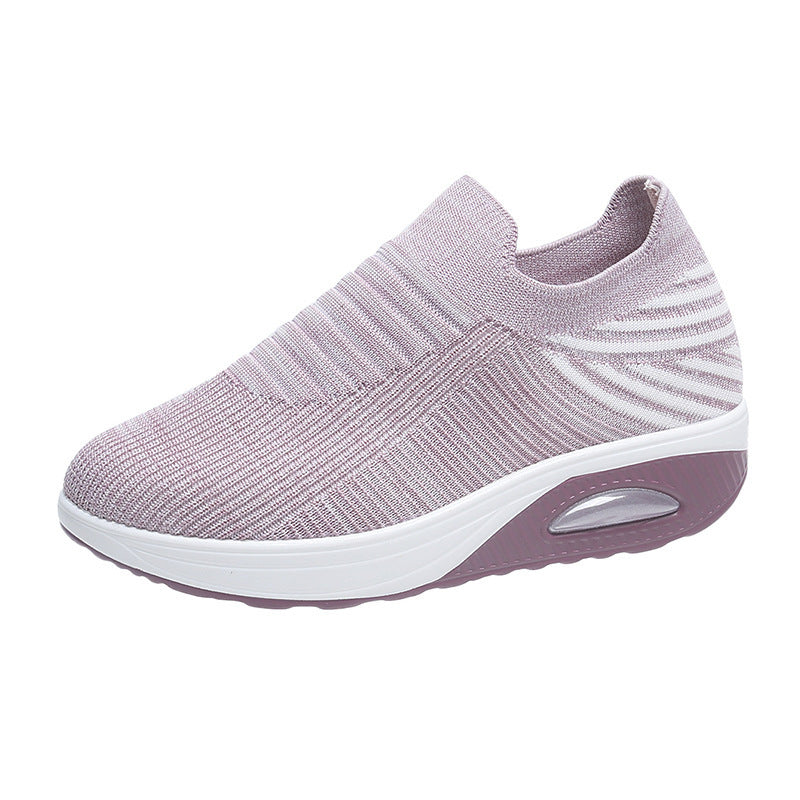 Stripe Design Mesh Slip On Air Cushion Trainers