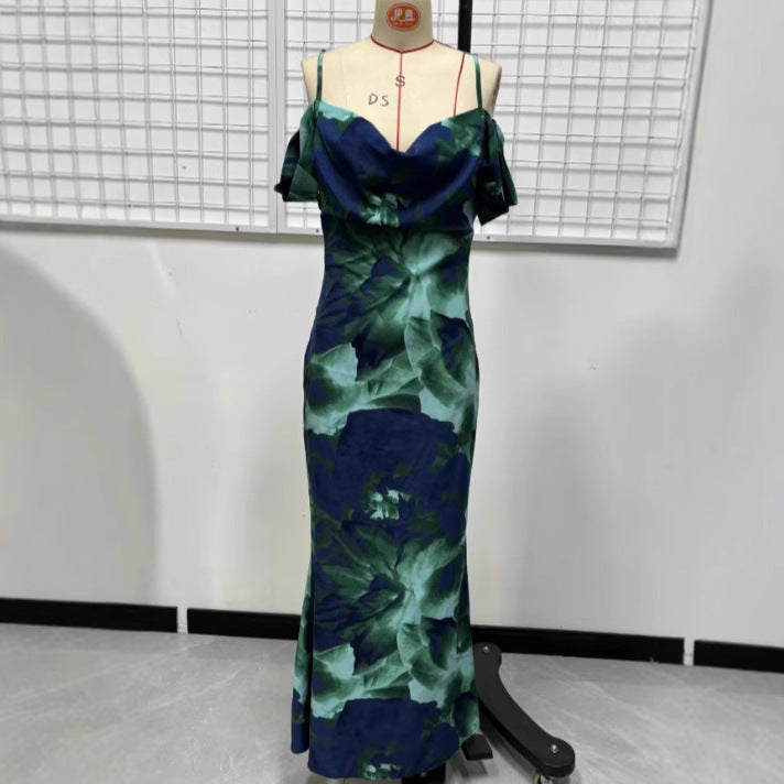 Printed Backless Sexy Sling Dress
