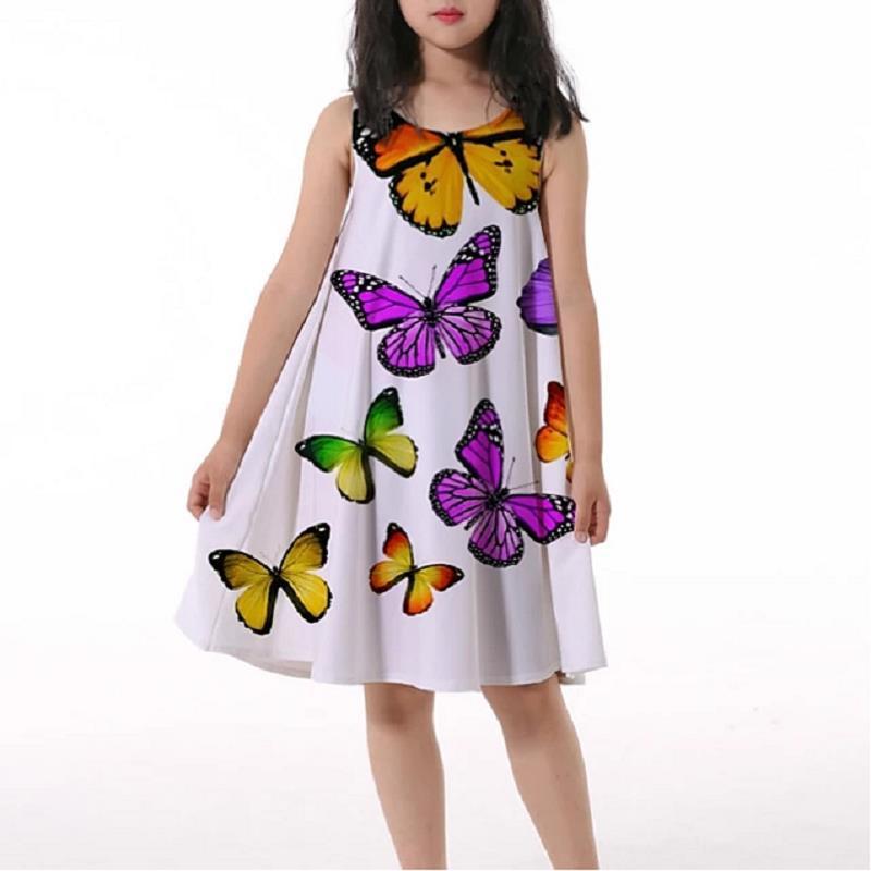 3D Rainbow Print Girls' Dress