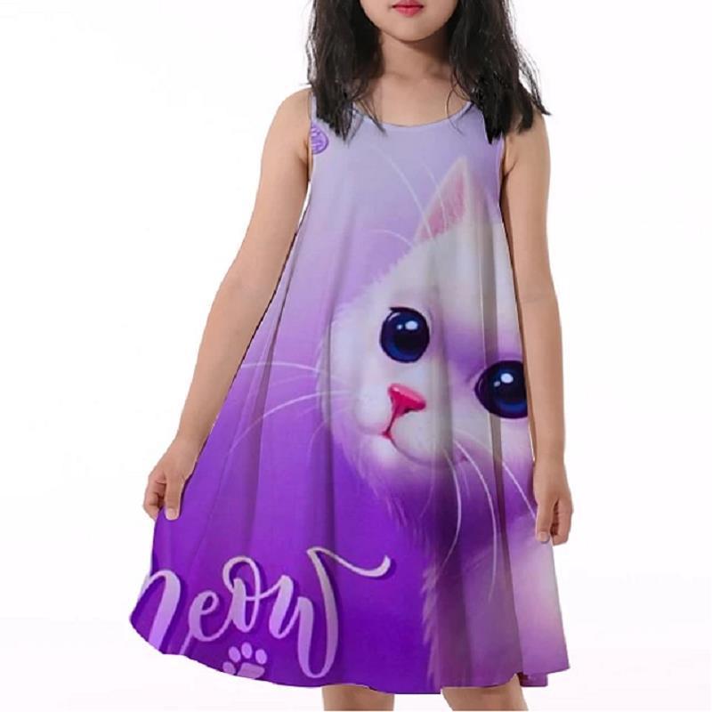 3D Rainbow Print Girls' Dress