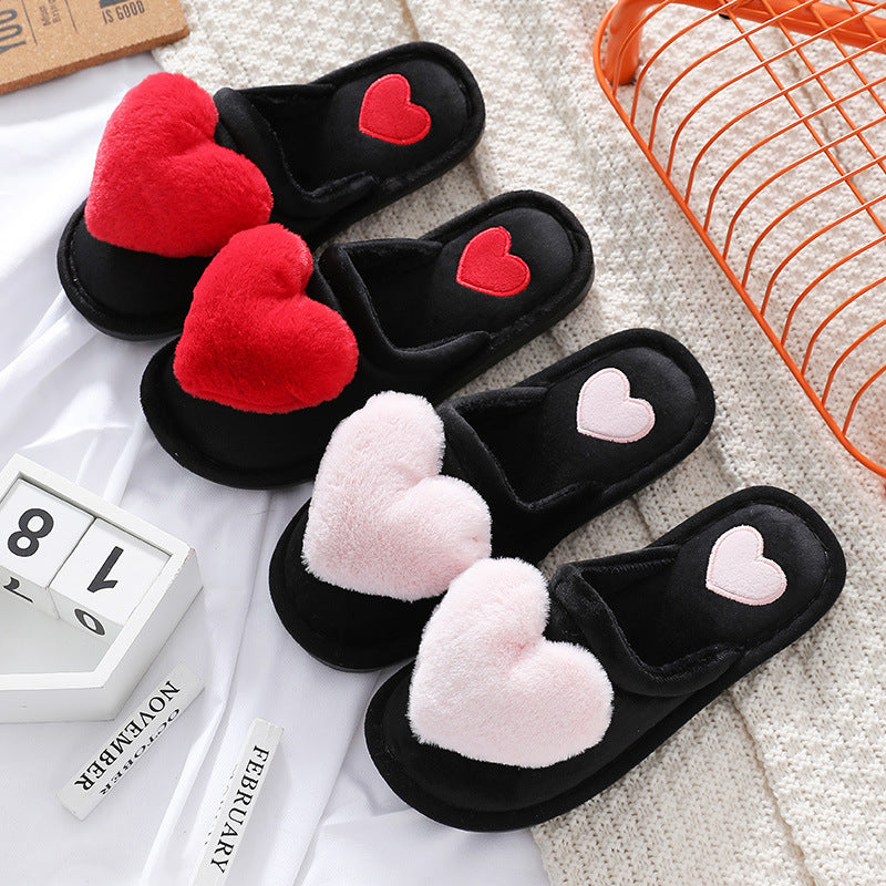 Cute Love Fluffy Slippers For Valentine's Day