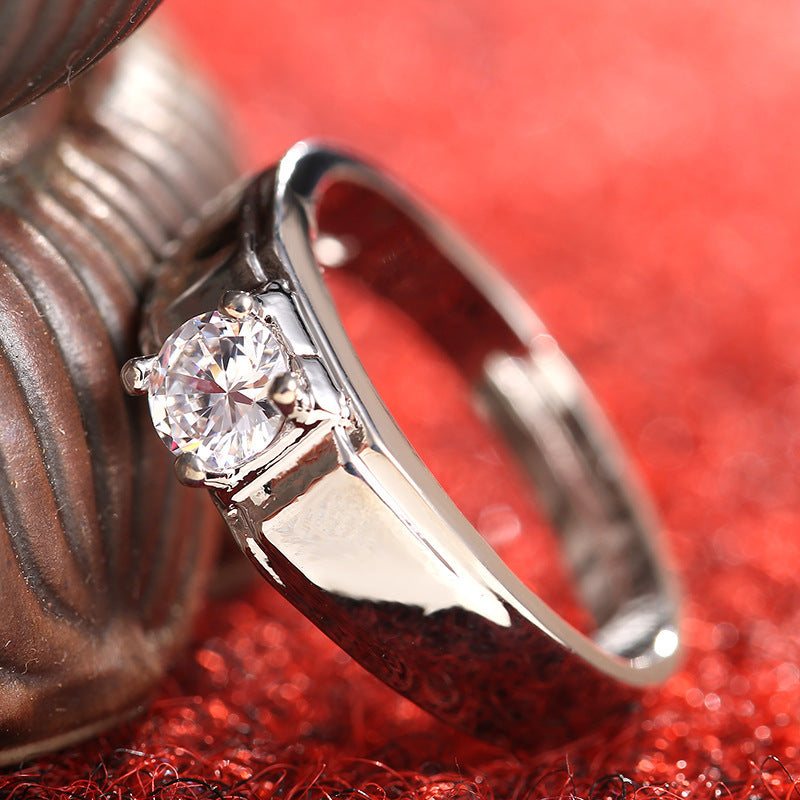 Diamond Simulation Couple's Ring Moissanite